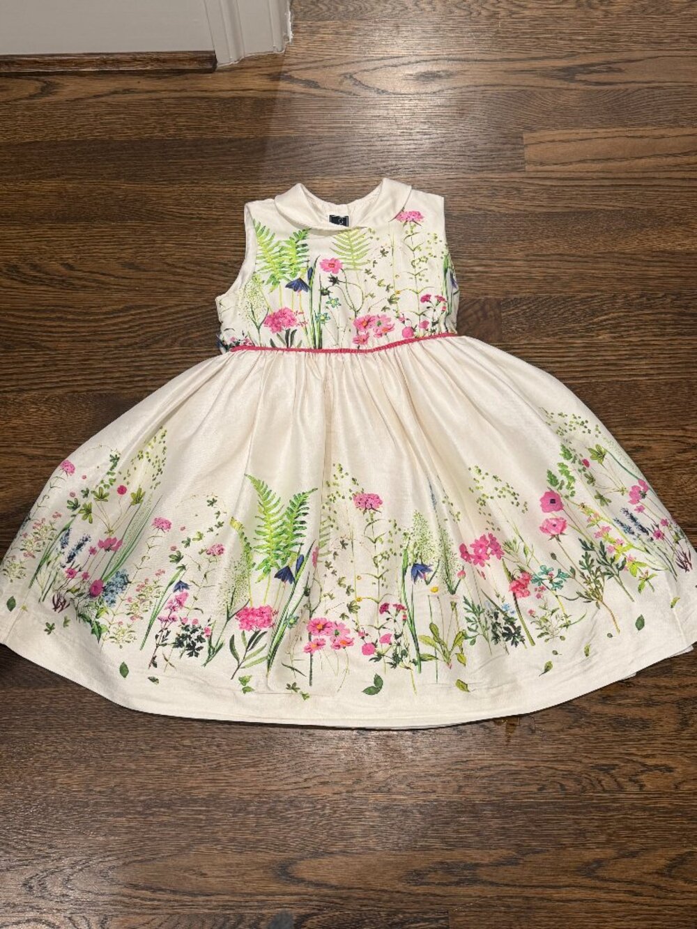 Oscar de la Renta Girls Silk Floral Dress Size 8 Garden Party Easter Occasion